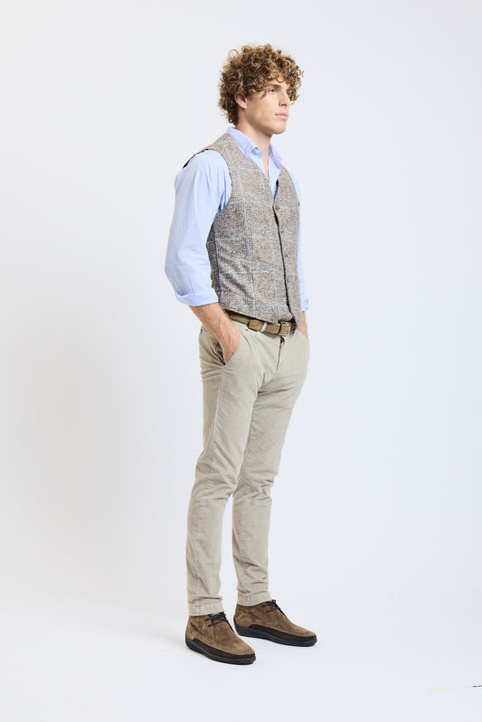 PANTALON VELOURS DIAGONALES BEIGE