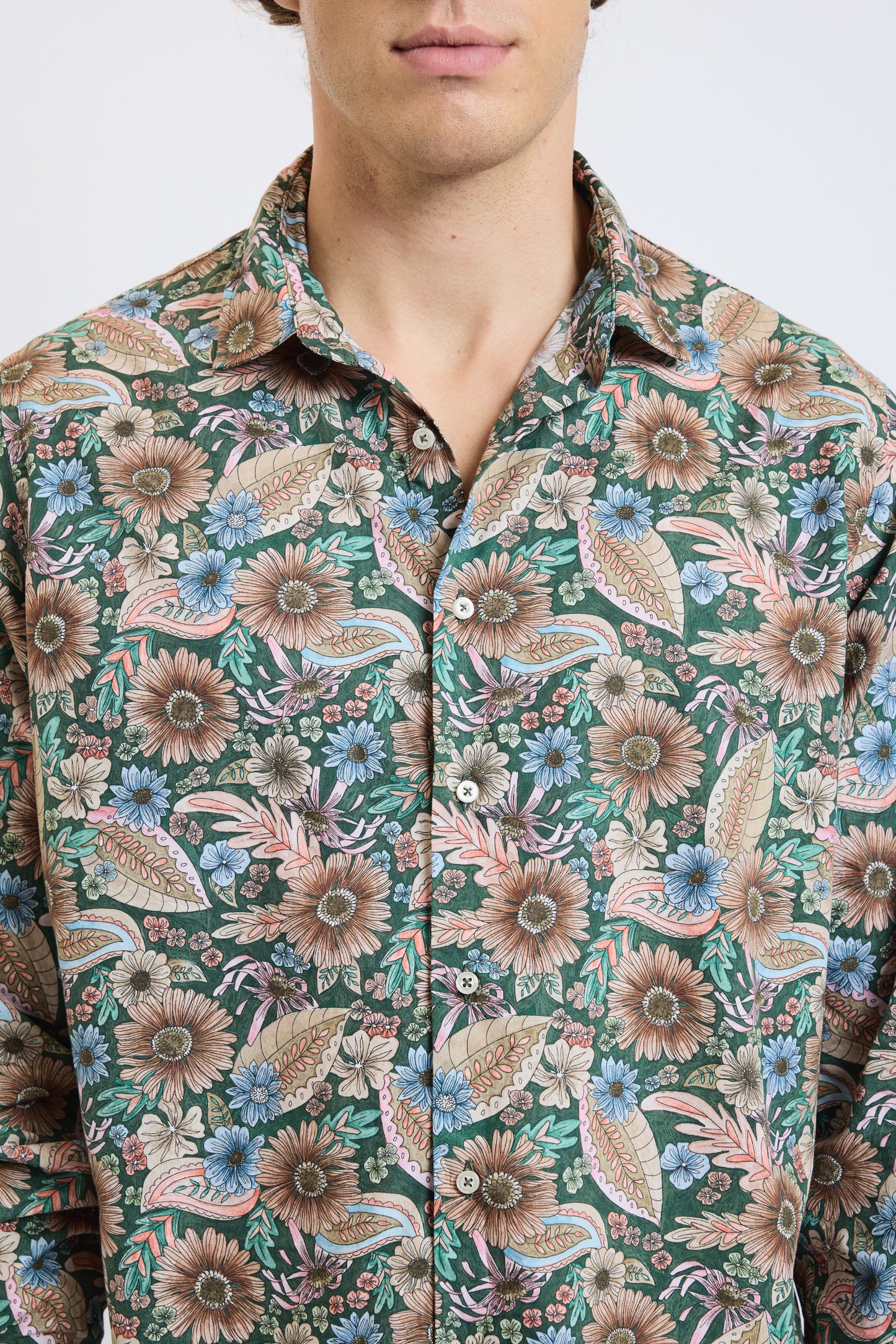 CHEMISE FLEURS VERT