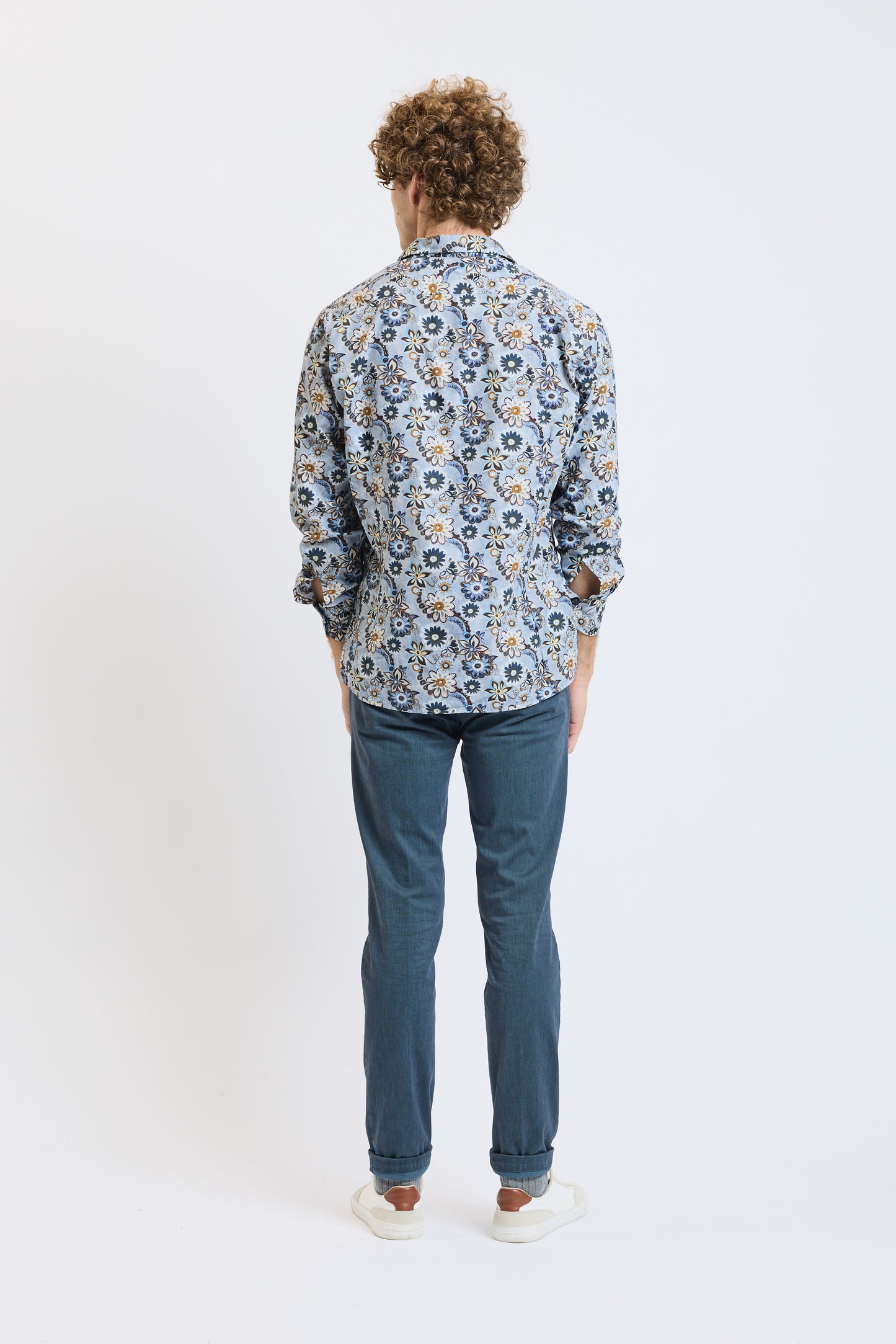 CHEMISE FLEURS GRISE