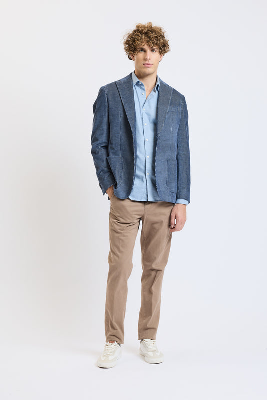 VESTE VELOURS INDIGO+BLEU CLAIR