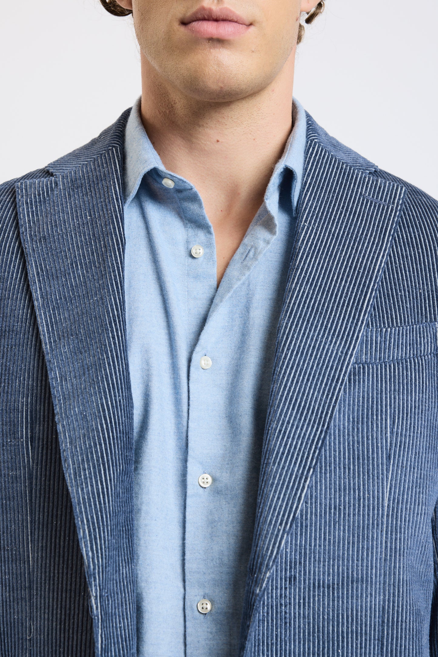 VESTE VELOURS INDIGO+BLEU CLAIR