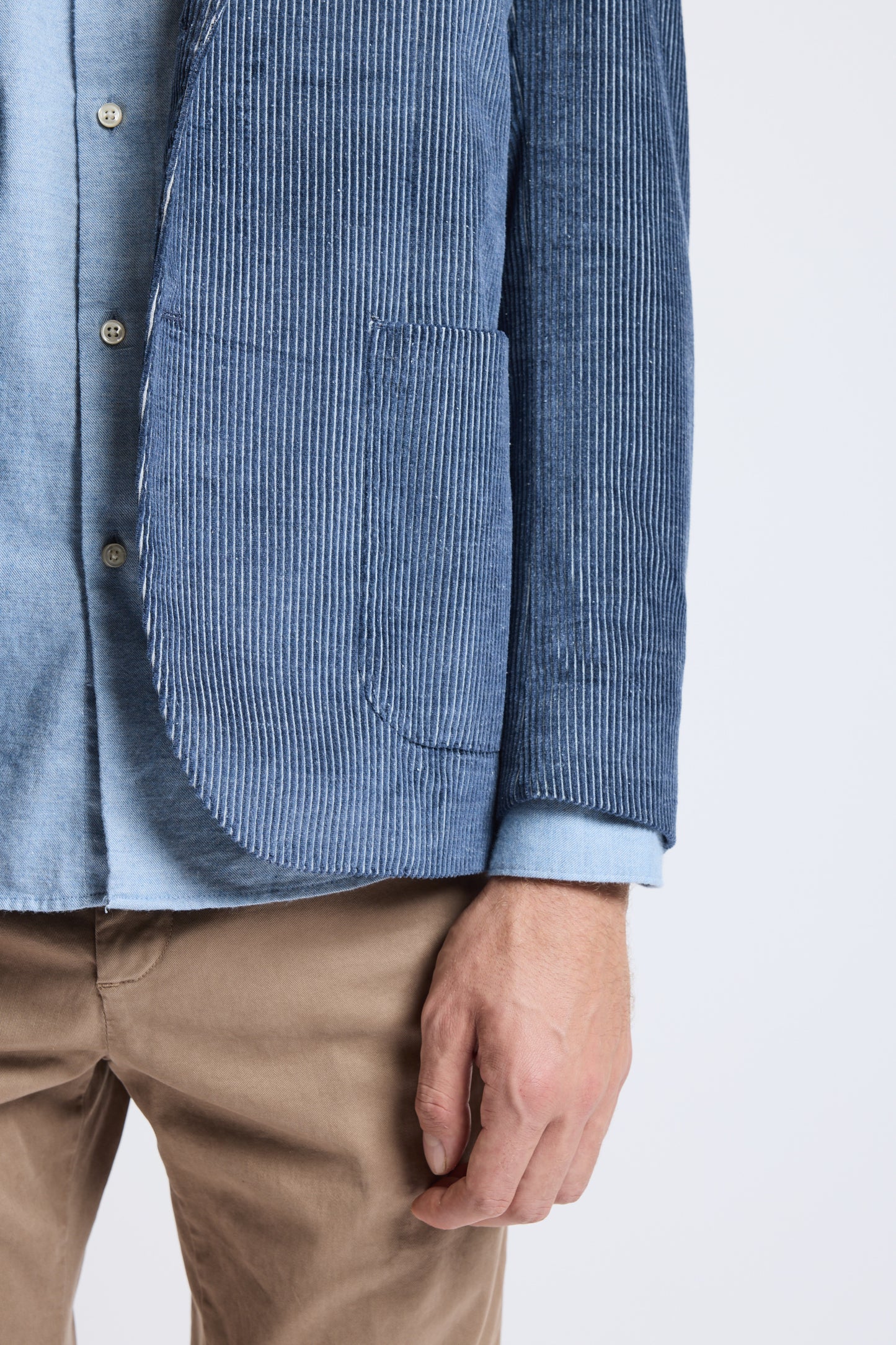 VESTE VELOURS INDIGO+BLEU CLAIR