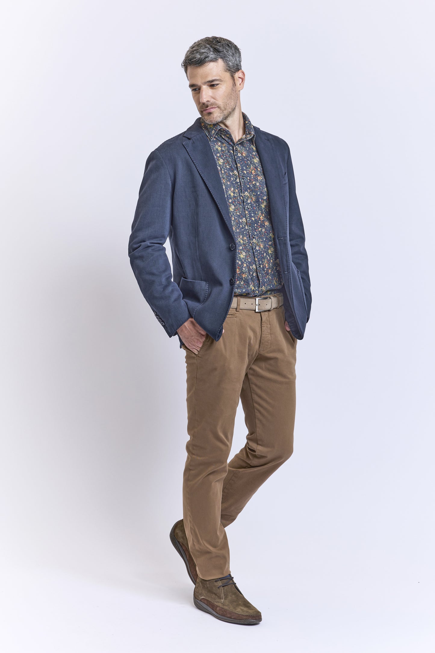 VESTE COTON X CACHEMIRE MARINE