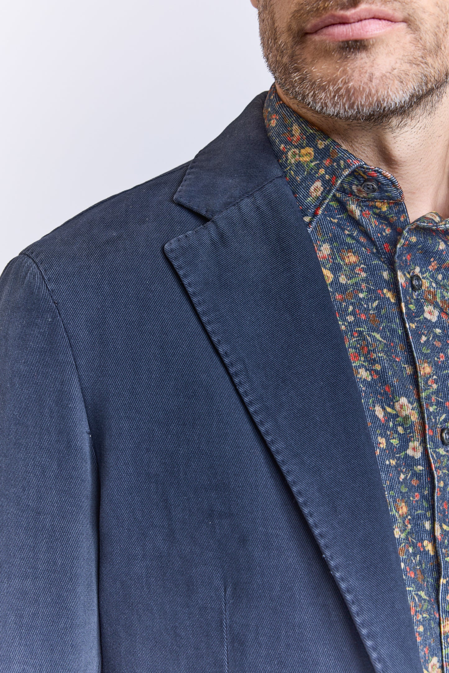 VESTE COTON X CACHEMIRE MARINE