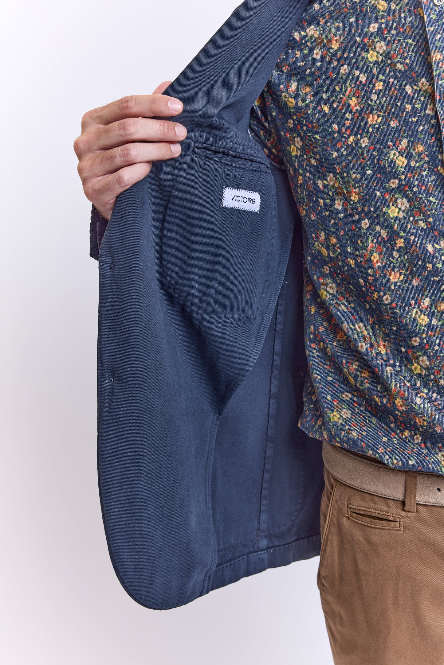 VESTE COTON X CACHEMIRE MARINE