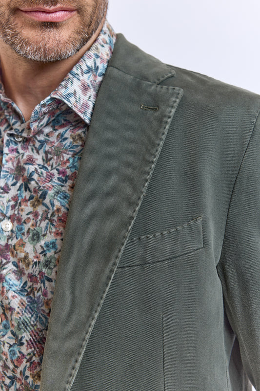 VESTE COTON X CACHEMIRE VERT DE GRIS