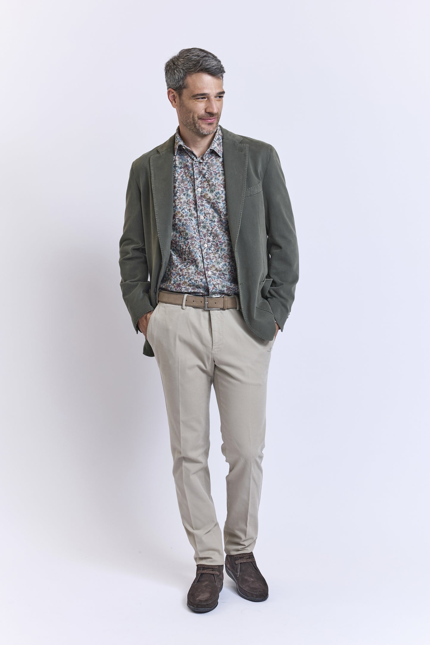 VESTE COTON X CACHEMIRE VERT DE GRIS