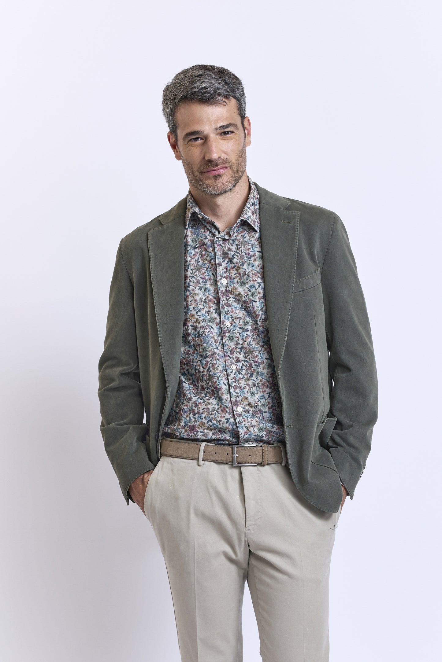 VESTE COTON X CACHEMIRE VERT DE GRIS