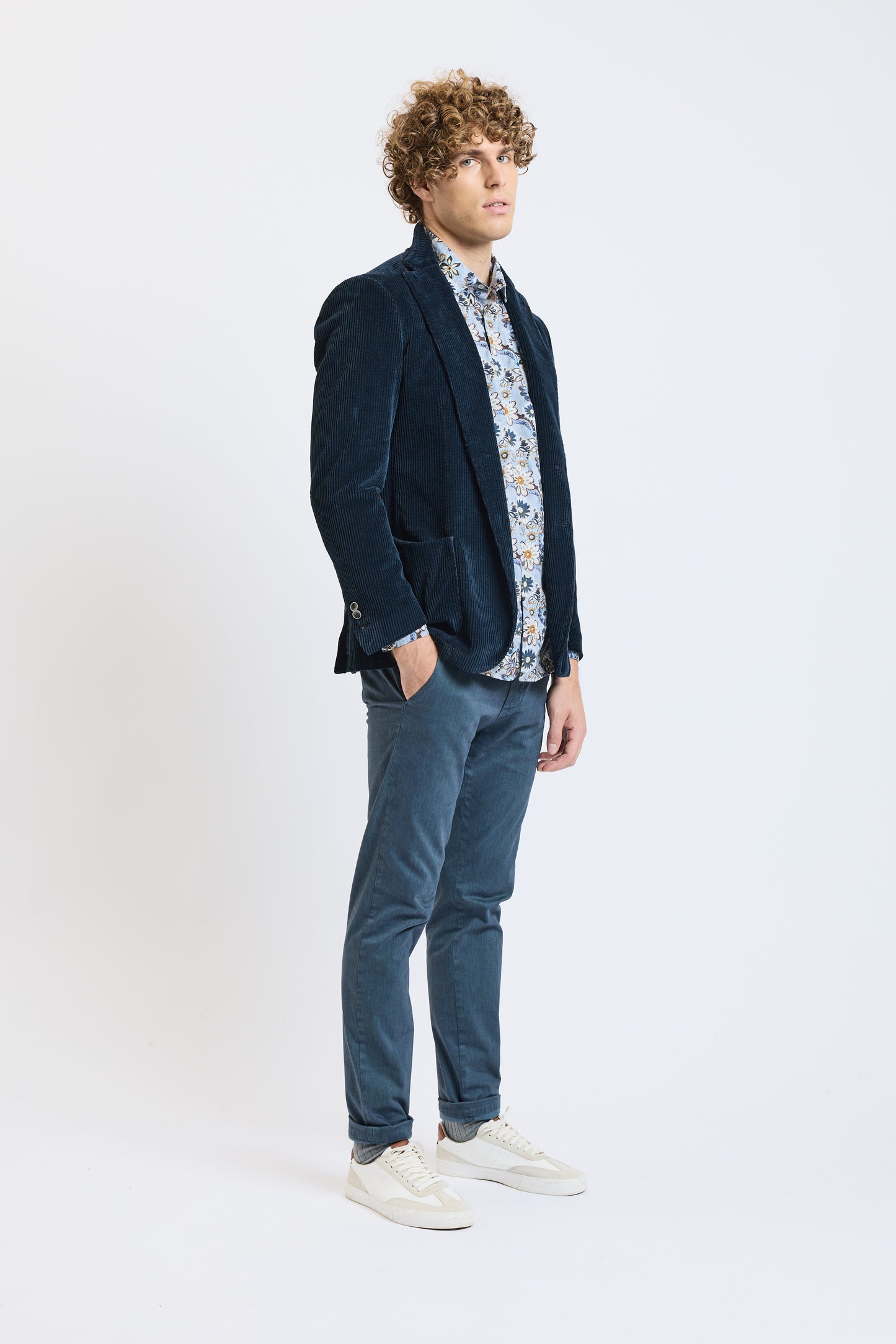 VESTE VELOURS GROSSES CÔTES MARINE