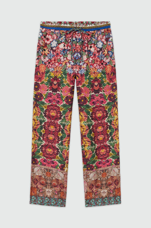 PANTALON EN SOIE ROSE