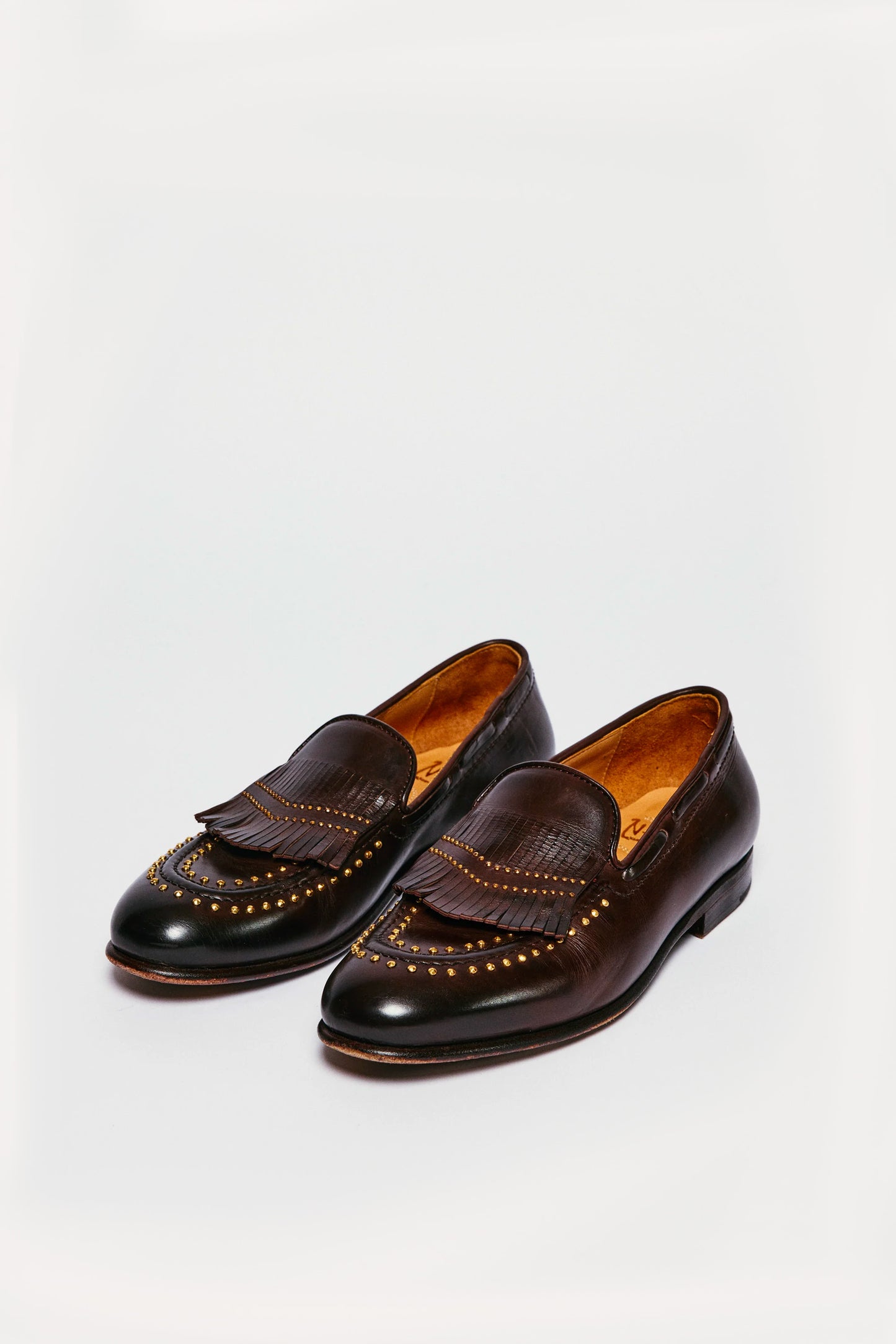 STUDDED LOAFERS BROWN