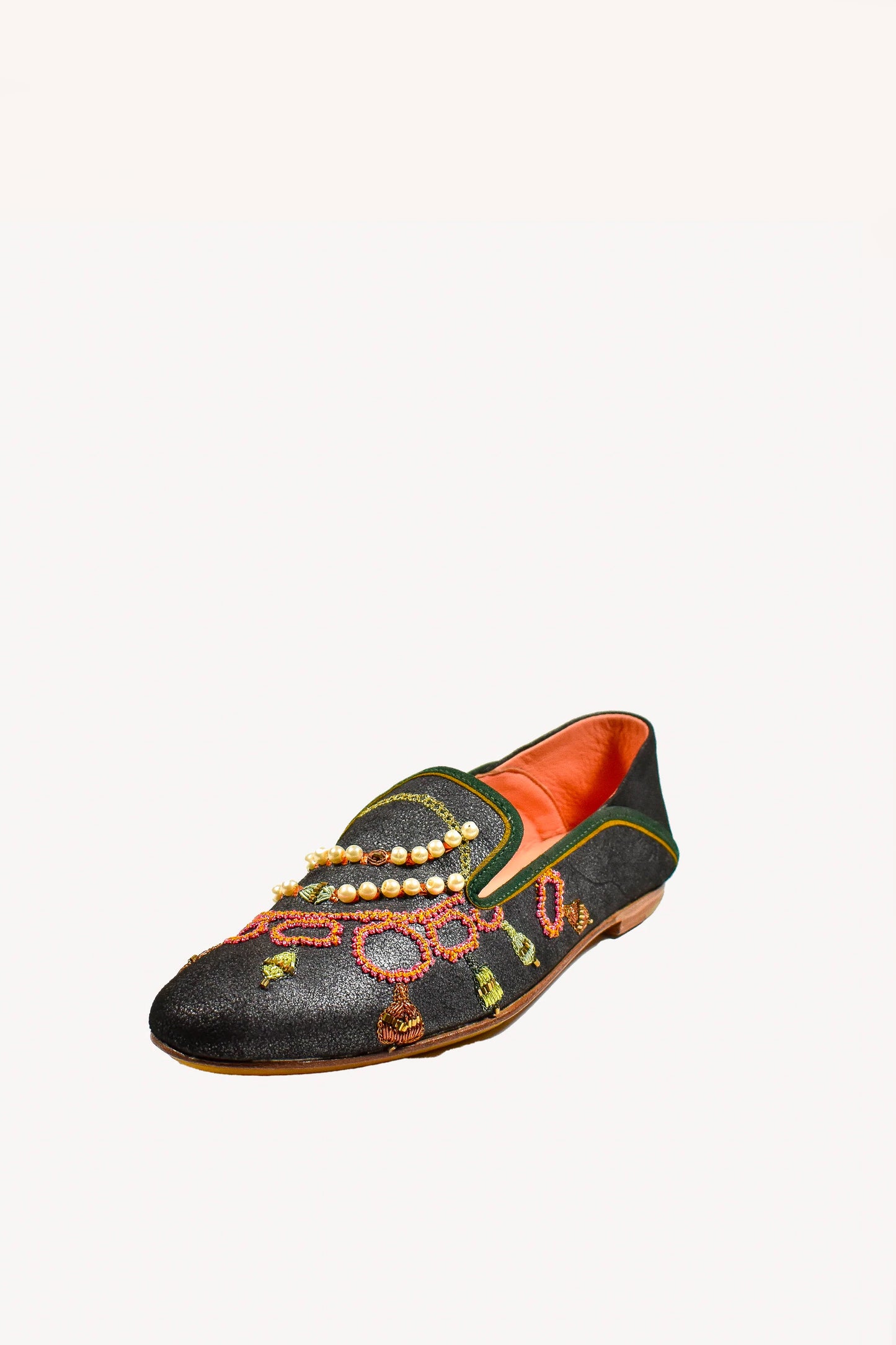 EMBROIDERED LOAFERS NAVY