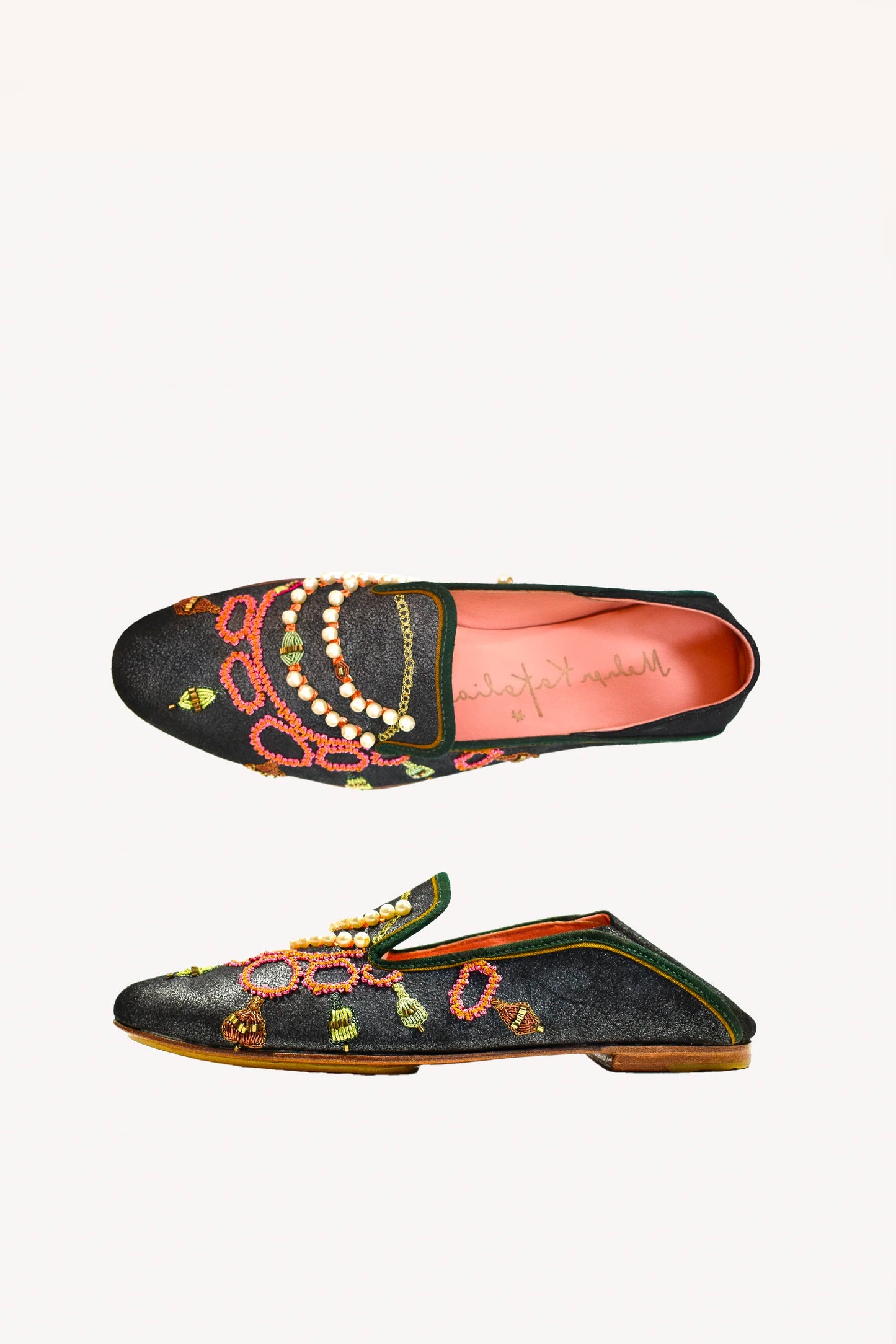 EMBROIDERED LOAFERS NAVY