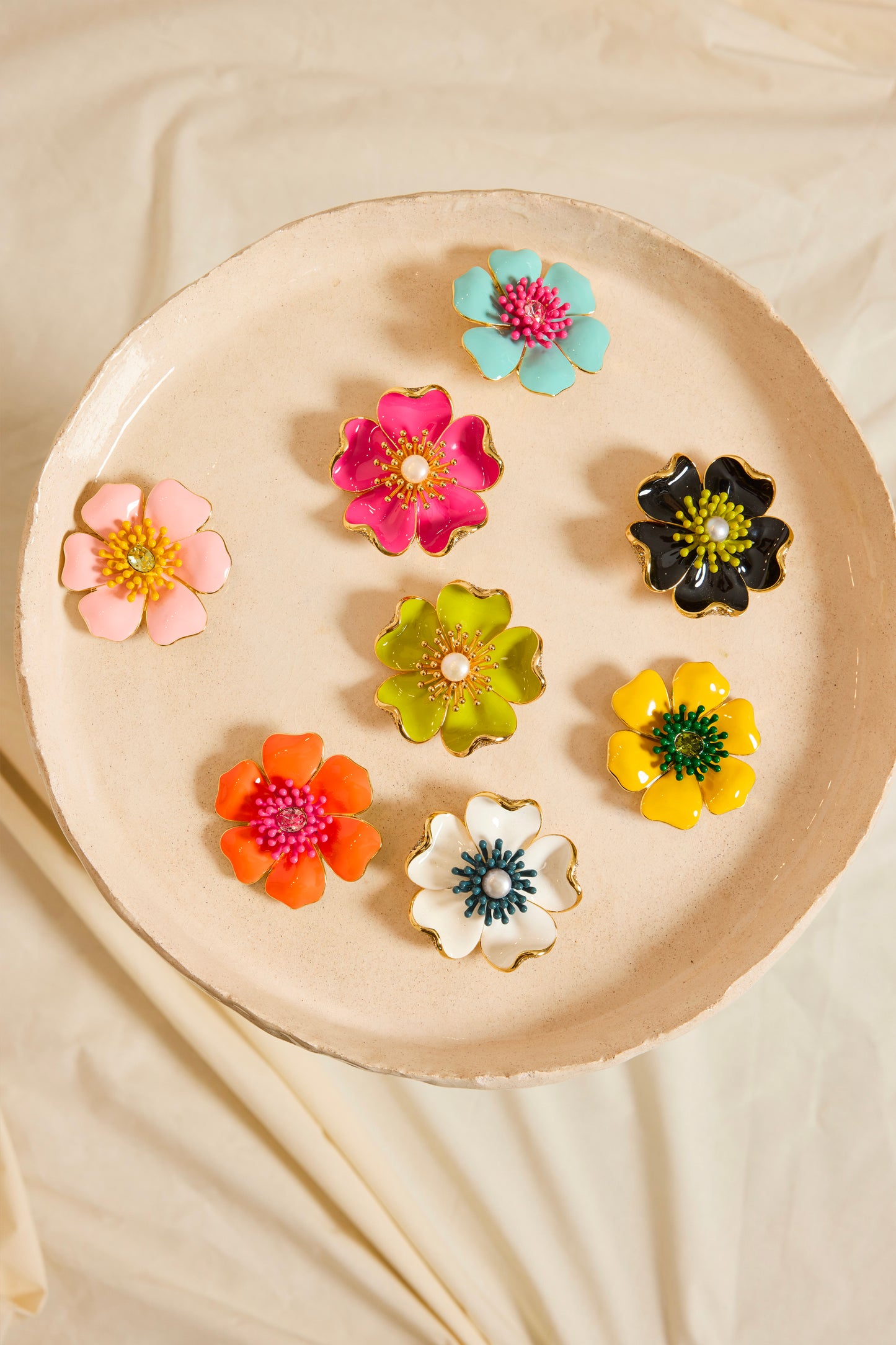 BROCHE FLEURS ORANGE