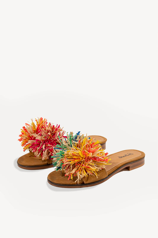 NU-PIEDS EN RAFFIA MULTICOLORE