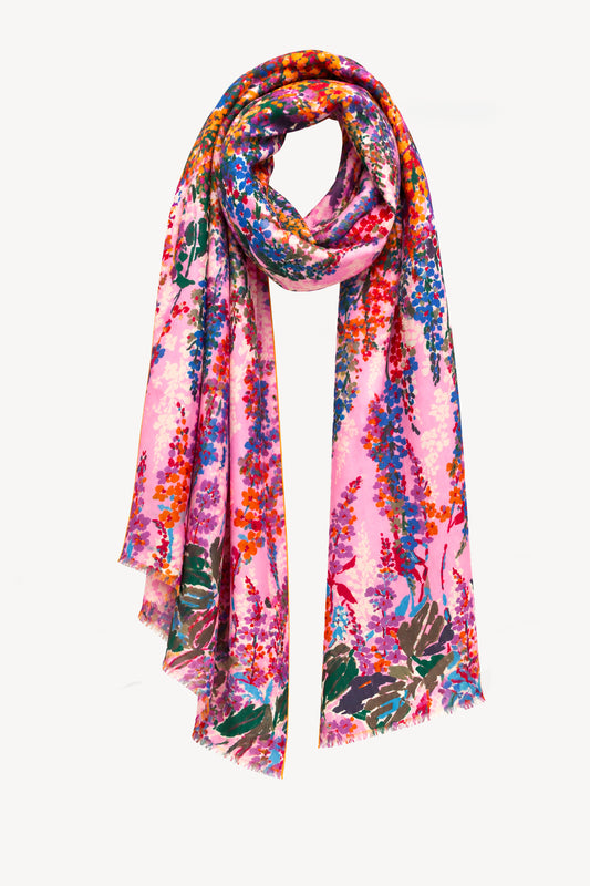 WOOL SCARF GARDEN PINK