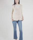 TWO-MATERIAL CARDIGAN BEIGE