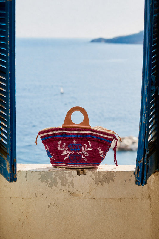 PANIER AVEC TRICOT BORDEAUX