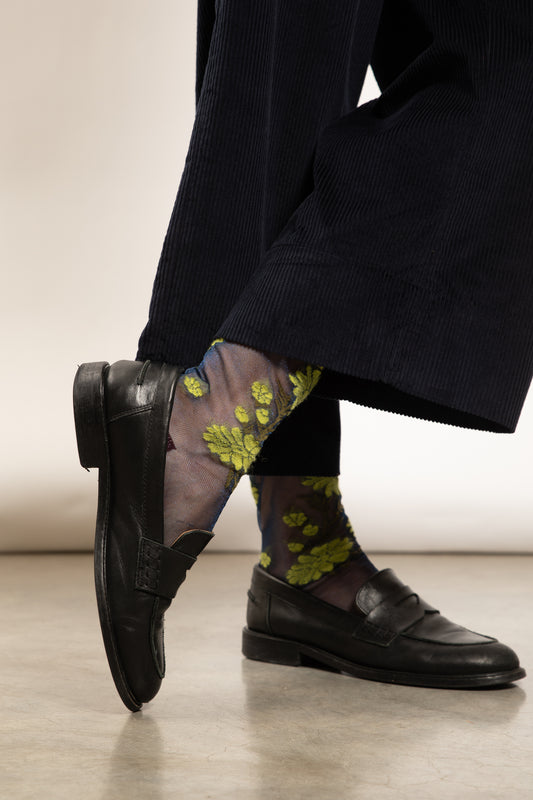 CHAUSSETTES EN RÉSILLE ANIS