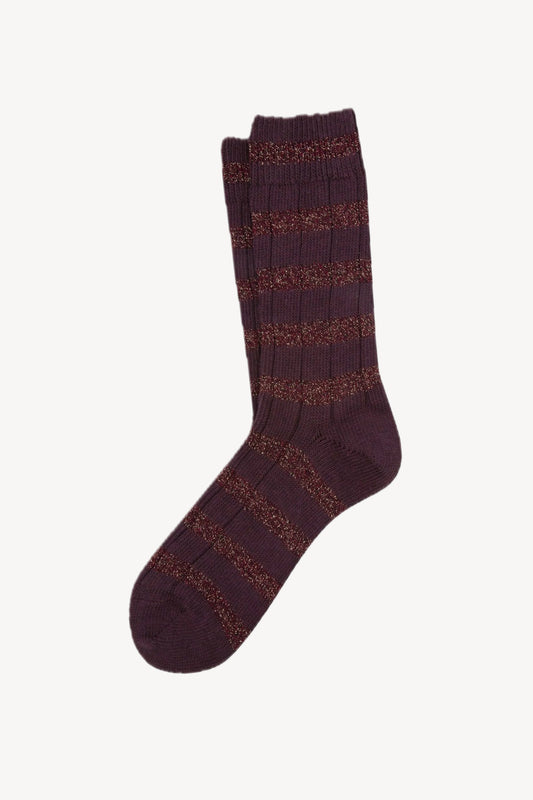 CHAUSSETTES RAYÉES LUREX BORDEAUX
