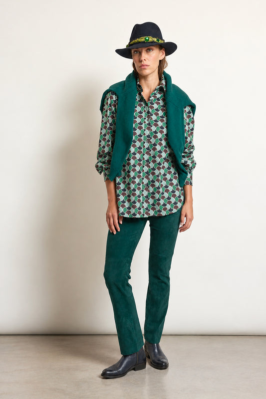 PANTALON EN PEAU STRETCH FORÊT