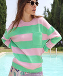 STRIPED SWEATER PINK & GREEN