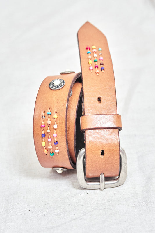 BELT WITH PEARLS camel