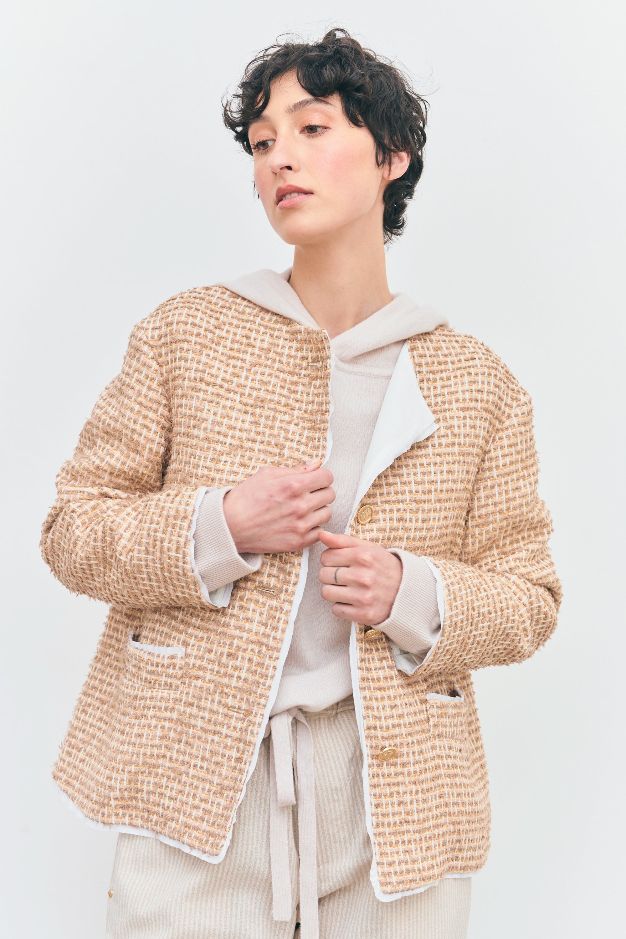 Veste tweed 2025 beige