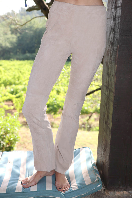 LEATHER STRETCH PANTS sand
