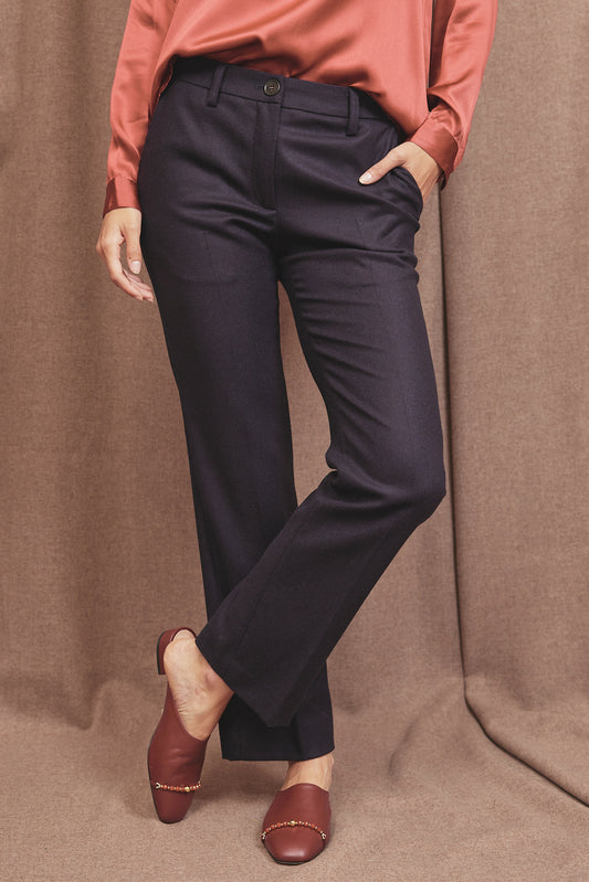 FLARED WOOL AND CASHMERE PANTS