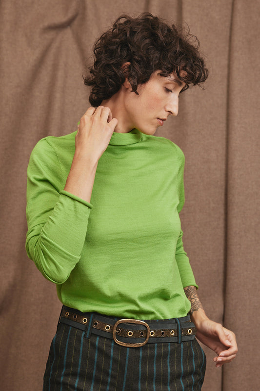 CASHMERE AND SILK T-SHIRT GREEN