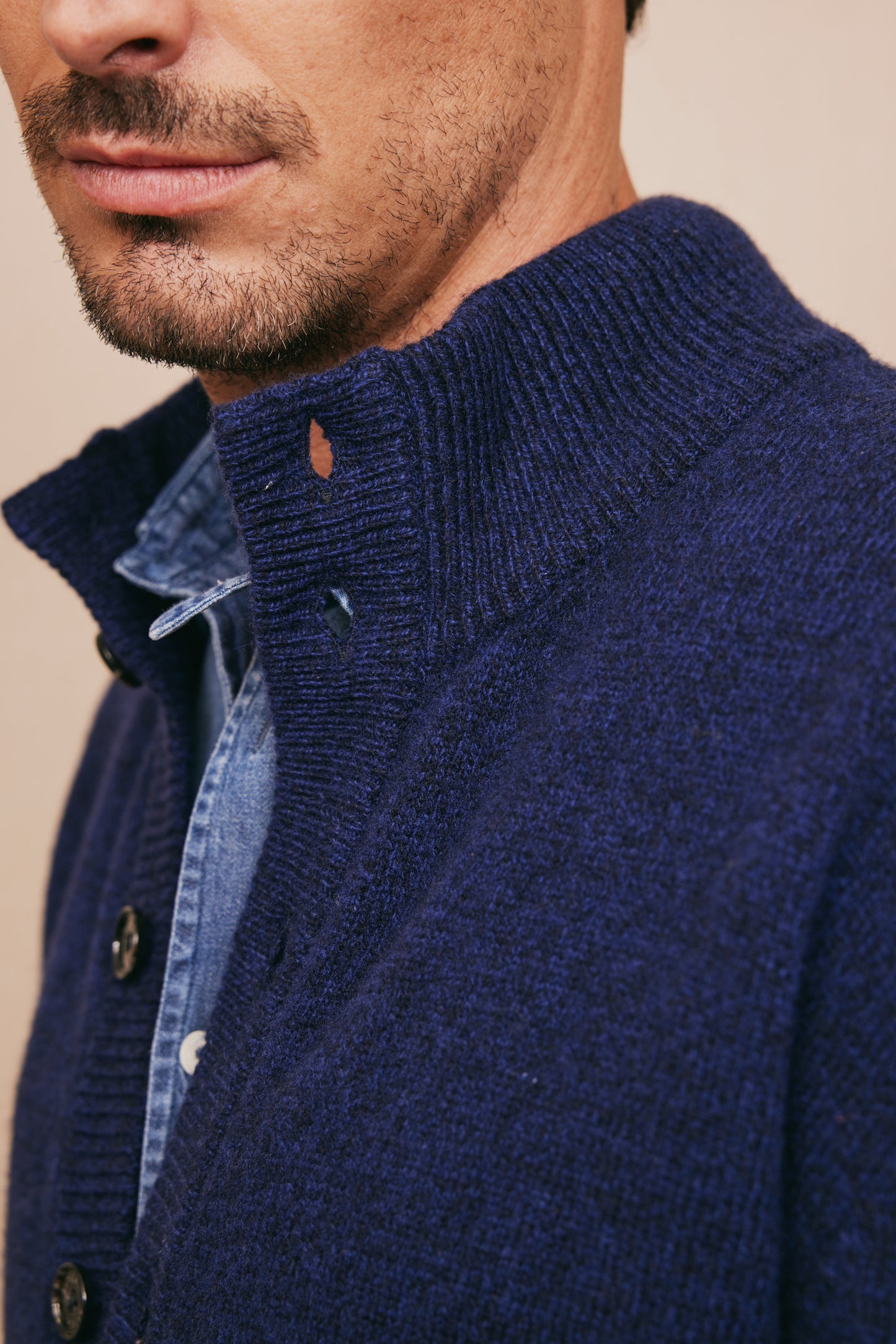 WOOL AND CASHMERE CARDIGAN NAVY